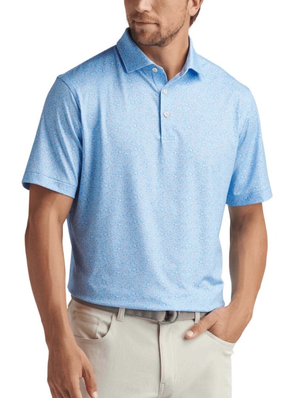 NWT Peter Millar Men's Cottage Blue Macaw Performance Jersey Polo (Medium)